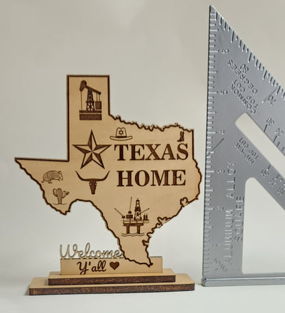 Personalized Engraved Texas Keepsake Trinket/Plaque with Wooden Base