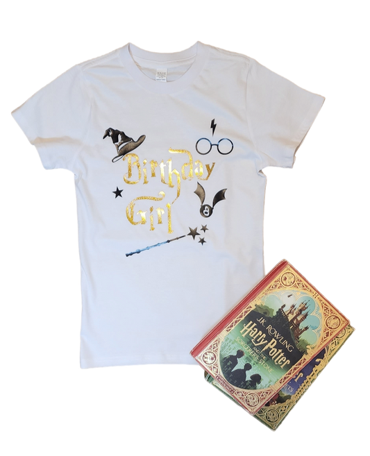 Harry Potter Birthday T-Shirt with Gloss and Glitter Vinyl - Youth and Adult Sizes Available