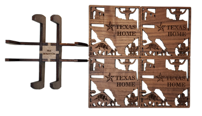 Texas-Themed Wooden Tea Coasters