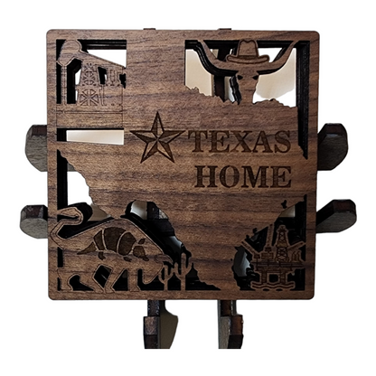 Texas-Themed Wooden Tea Coasters